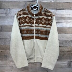 Le Lis Collection Womens Aztec Southwestern Fleece Jacket Brown Cream Size M